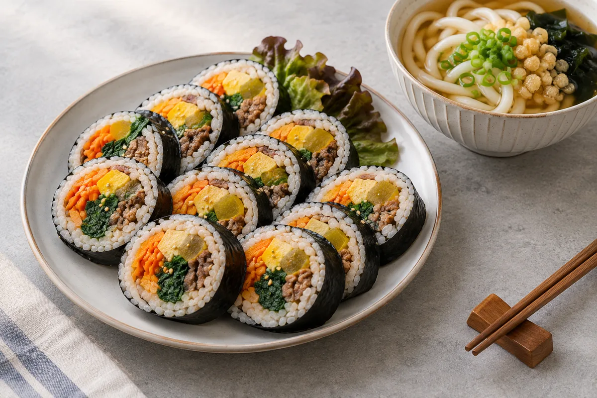 김밥과 우동의 AI 생성 예시 이미지